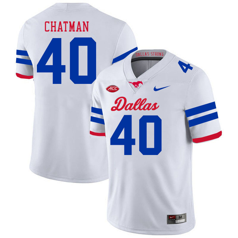 SMU Mustangs #40 Elijah Chatman College Football Jerseys Stitched Sale-Alternate White